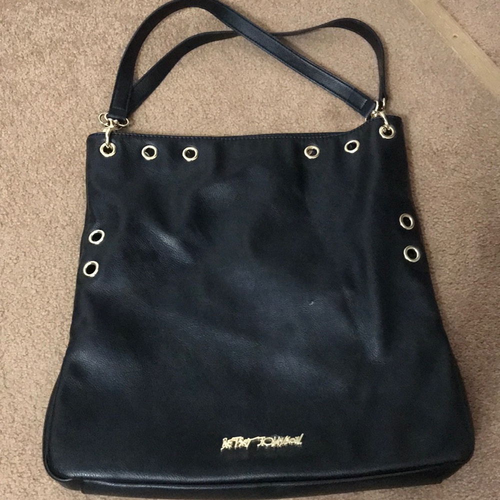 Betsey Johnson black handbag with gold accents